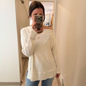 Women's Off-Shoulder Ribbed Knit Long Sleeve Top - White